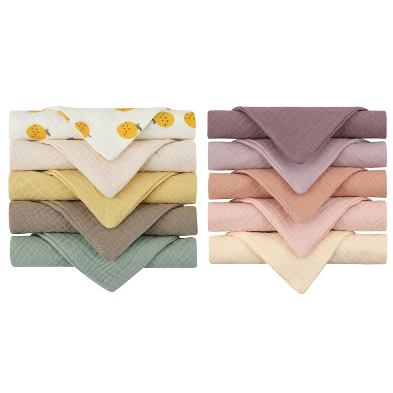 [Pack de 10] Petites débarbouillettes en mousseline de coton - Approuvé par Maman